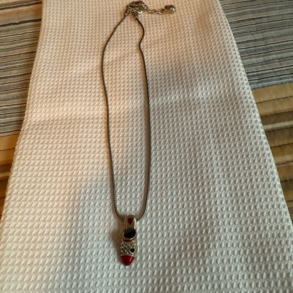 Elegant Brighton Silver and Red Pendant Necklace